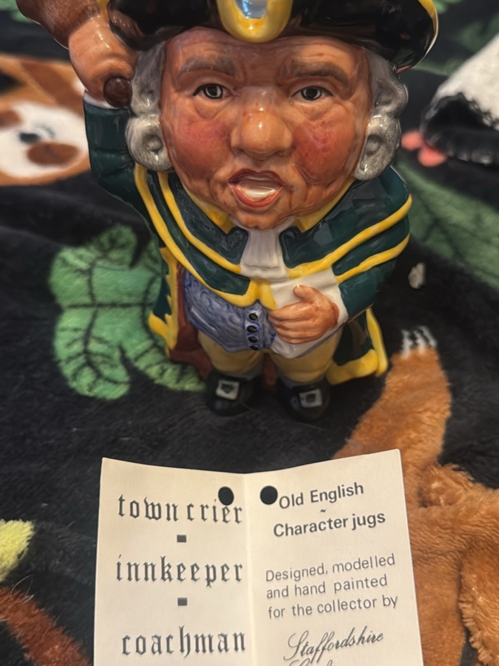 Stafford Old English Town Crier Ceramic Character Jug - Green/Yellow